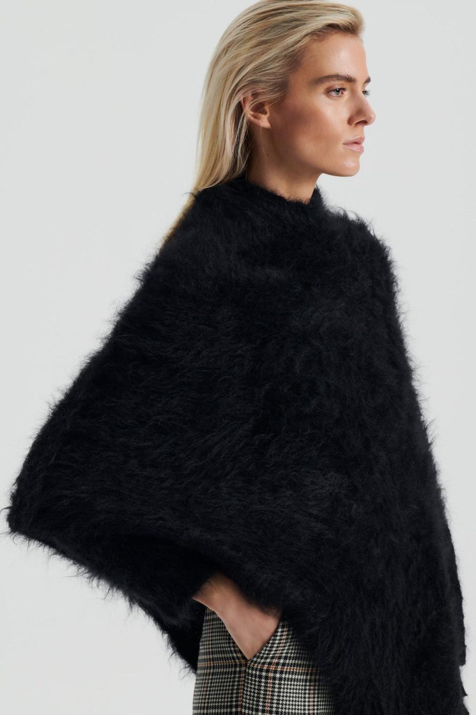 Knitwear | Women Scanlan Theodore BRUSHED FRINGED CAPE Black