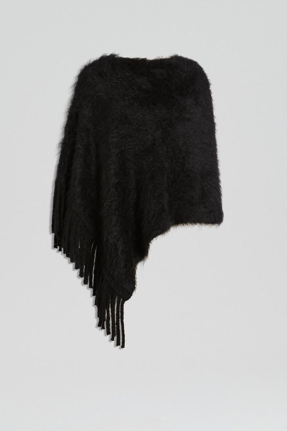 Knitwear | Women Scanlan Theodore BRUSHED FRINGED CAPE Black