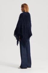 Knitwear | Women Scanlan Theodore BRUSHED FRINGED CAPE Navy