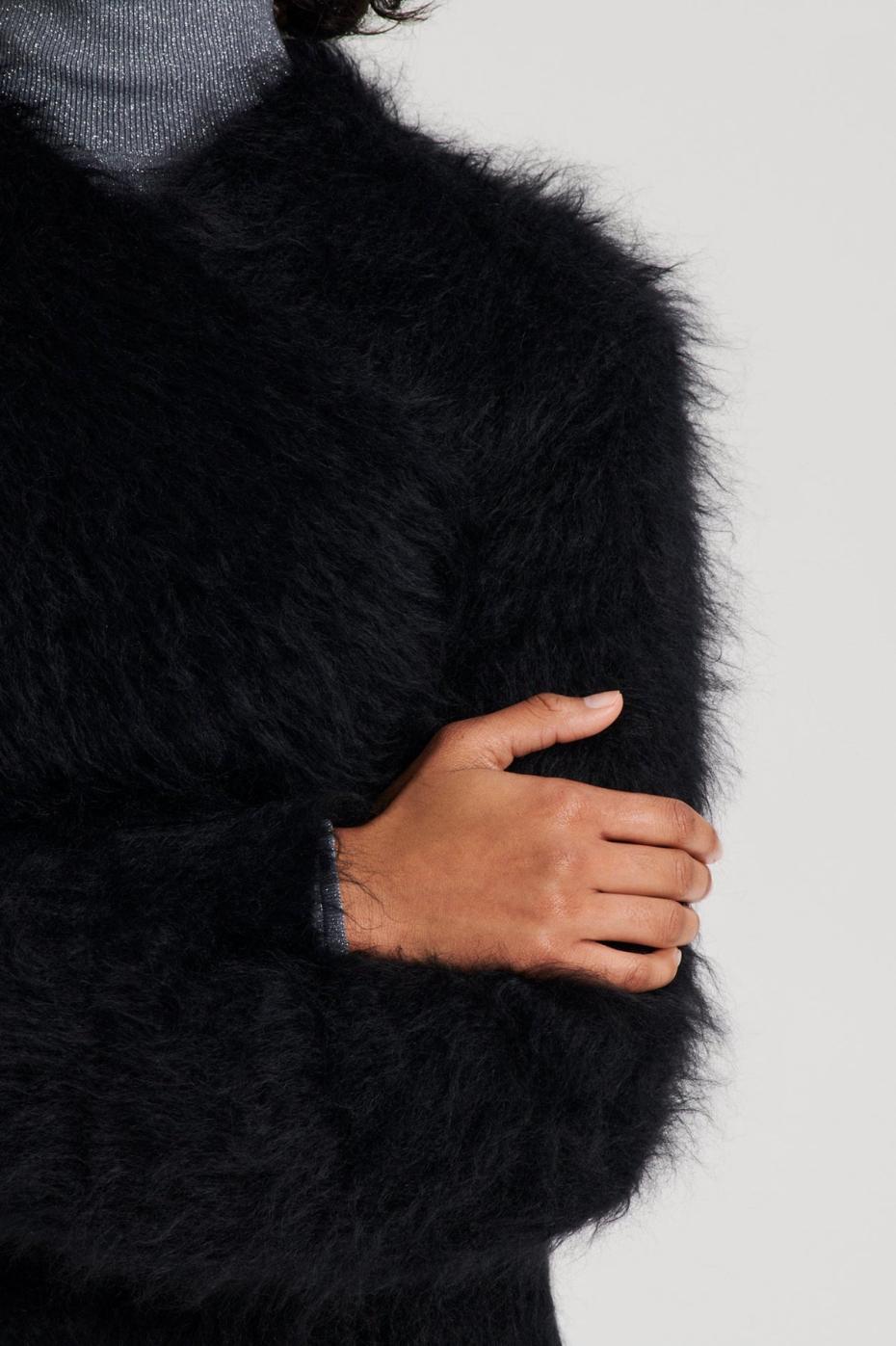 Knitwear | Women Scanlan Theodore BRUSHED MOHAIR WRAP CARDIGAN Black