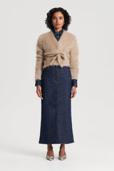 Knitwear | Women Scanlan Theodore BRUSHED MOHAIR WRAP CARDIGAN Nougat