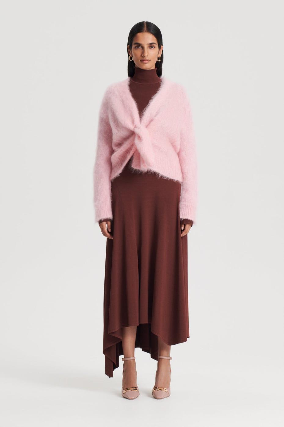 Knitwear | Women Scanlan Theodore BRUSHED MOHAIR WRAP CARDIGAN Pink