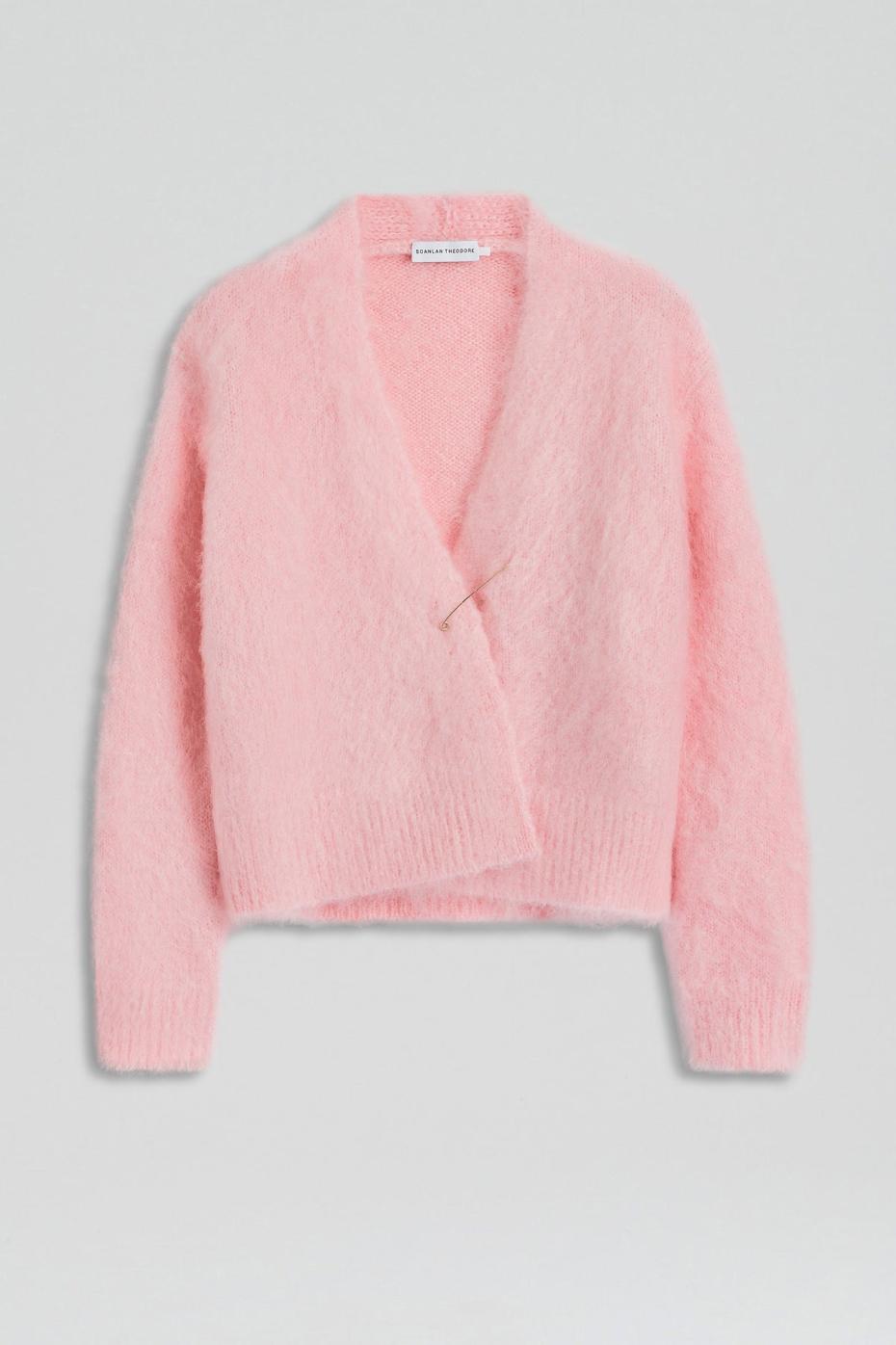 Knitwear | Women Scanlan Theodore BRUSHED MOHAIR WRAP CARDIGAN Pink