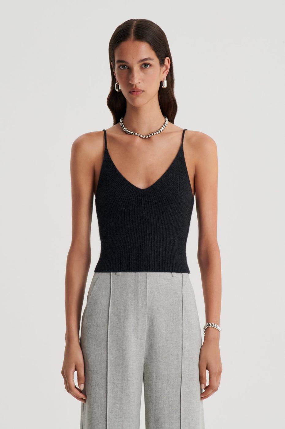 Knitwear | Women Scanlan Theodore CASHMERE CAMISOLE Charcoal