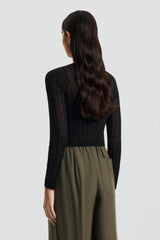 Knitwear | Women Scanlan Theodore METALLIC KNIT CROP CARDIGAN Black