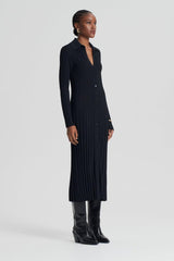 Knitwear | Women Scanlan Theodore PLEATED RIB PLACKET DRESS 14 Black