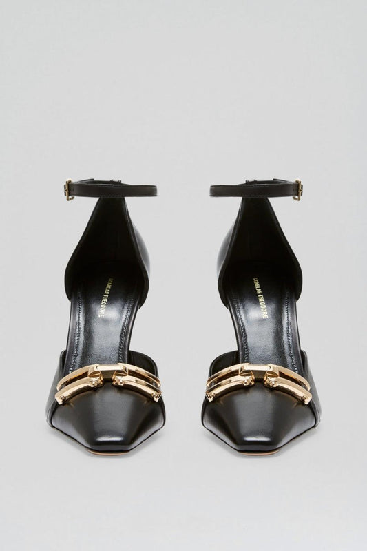 Leather | Women Scanlan Theodore GOLD TRIM PUMP 9.5 Black