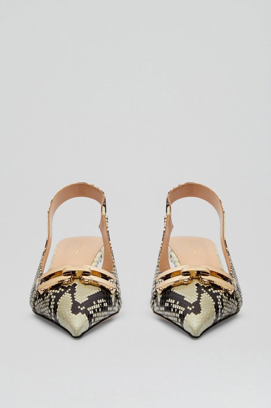 Leather | Women Scanlan Theodore GOLD TRIM SLINGBACK 4.5 Stone
