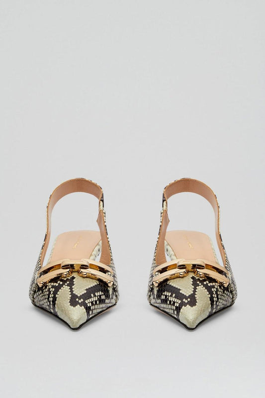 Leather | Women Scanlan Theodore GOLD TRIM SLINGBACK 4.5 Stone