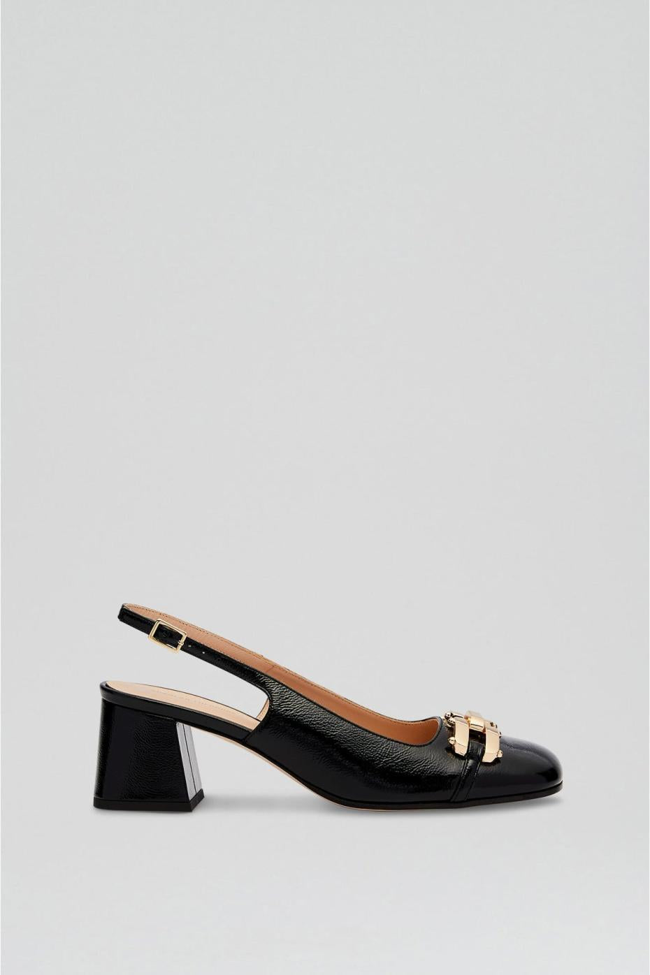 Leather | Women Scanlan Theodore GOLD TRIM SLINGBACK 5.5 Black