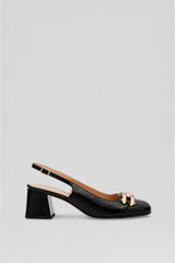 Leather | Women Scanlan Theodore GOLD TRIM SLINGBACK 5.5 Black