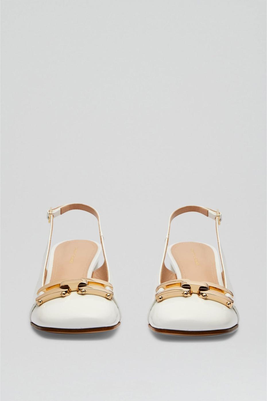 Leather | Women Scanlan Theodore GOLD TRIM SLINGBACK 5.5 White