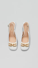 Leather | Women Scanlan Theodore GOLD TRIM SLINGBACK 5.5 White