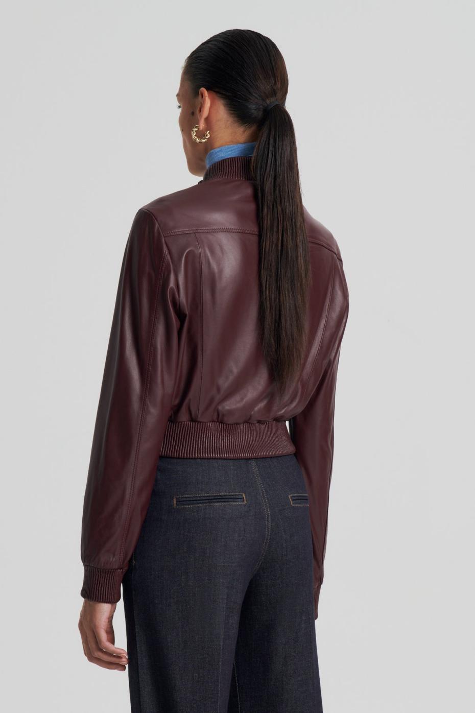 Leather | Women Scanlan Theodore LEATHER BOMBER Aubergine