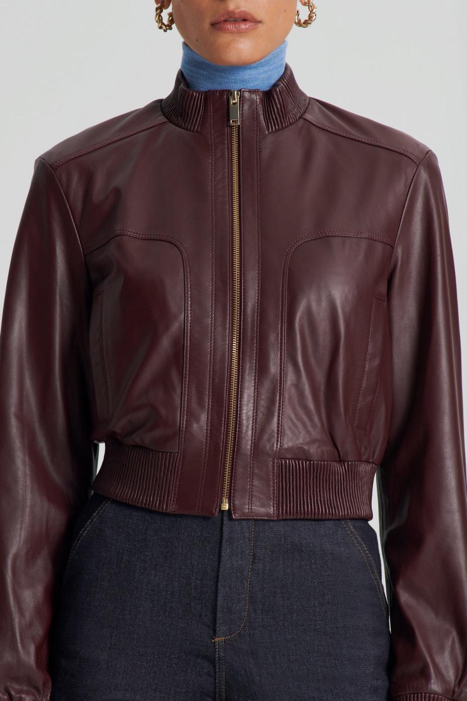 Leather | Women Scanlan Theodore LEATHER BOMBER Aubergine