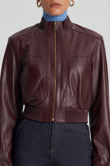 Leather | Women Scanlan Theodore LEATHER BOMBER Aubergine
