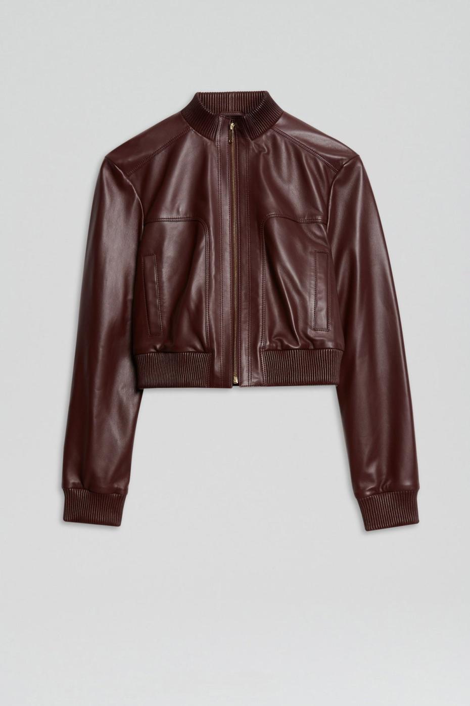 Leather | Women Scanlan Theodore LEATHER BOMBER Aubergine
