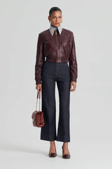 Leather | Women Scanlan Theodore LEATHER BOMBER Aubergine