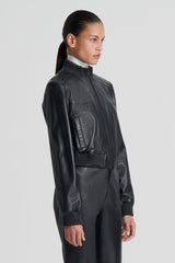Leather | Women Scanlan Theodore LEATHER BOMBER Black