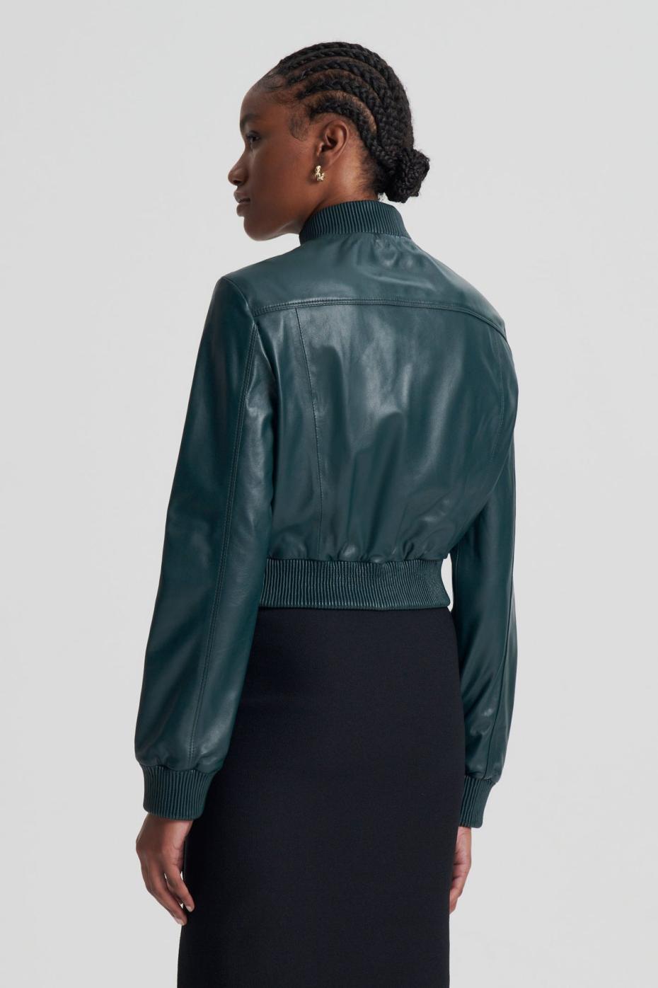 Leather | Women Scanlan Theodore LEATHER BOMBER Dark.green