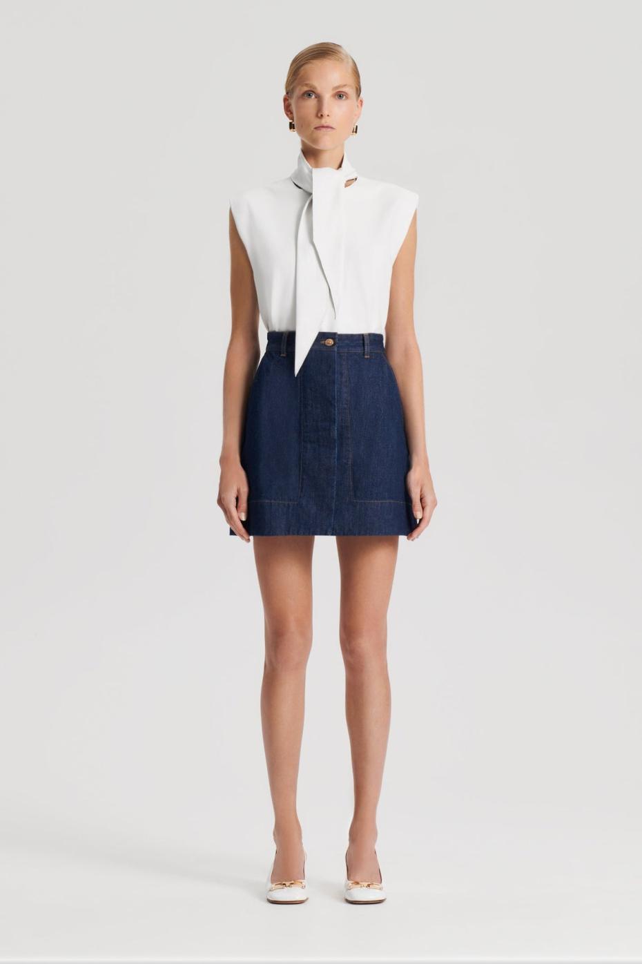 Leather | Women Scanlan Theodore LEATHER CRAVAT TOP White