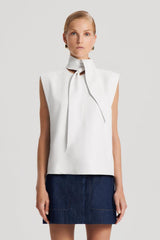 Leather | Women Scanlan Theodore LEATHER CRAVAT TOP White