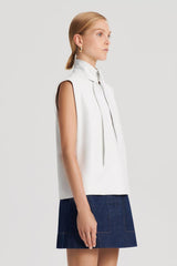 Leather | Women Scanlan Theodore LEATHER CRAVAT TOP White