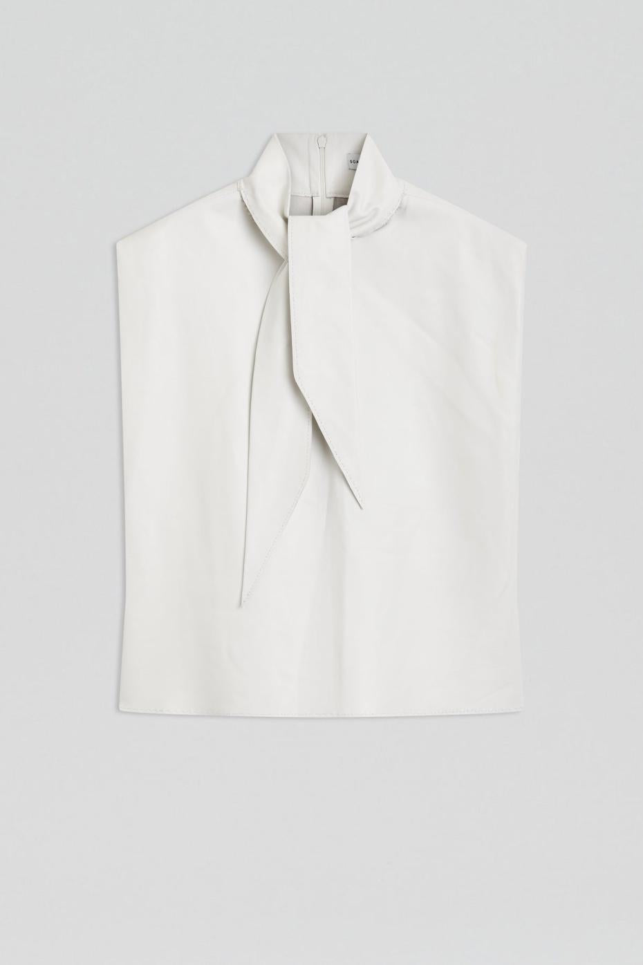 Leather | Women Scanlan Theodore LEATHER CRAVAT TOP White
