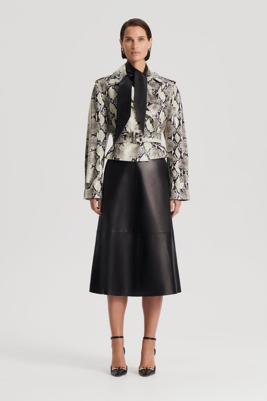 Leather | Women Scanlan Theodore LEATHER REPTILE TRENCH Stone