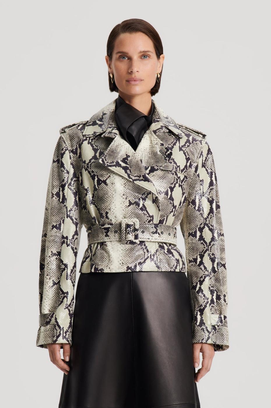 Leather | Women Scanlan Theodore LEATHER REPTILE TRENCH Stone