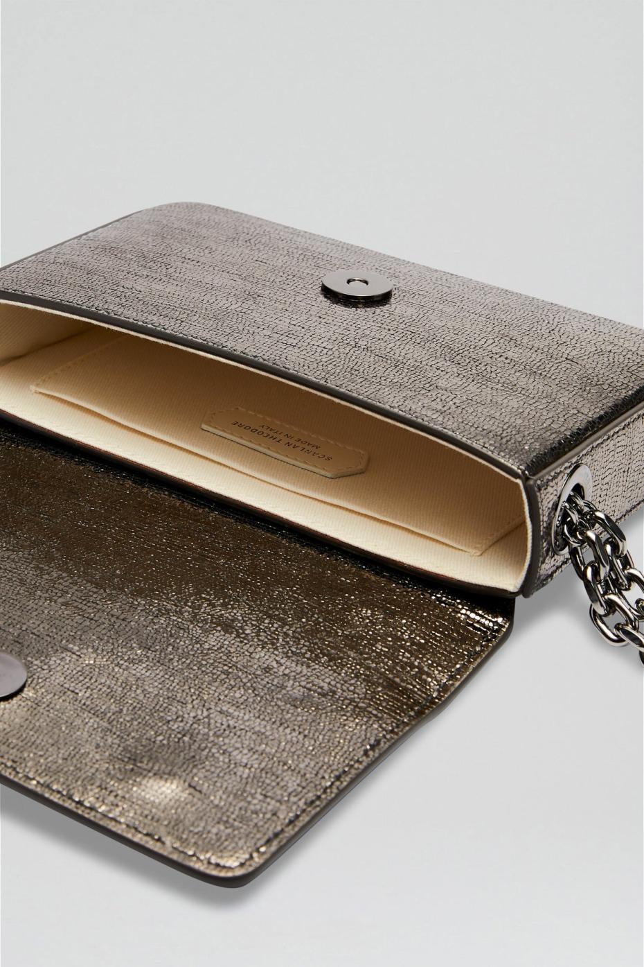 Leather | Women Scanlan Theodore MINI METALLIC SLIM BAG Onyx