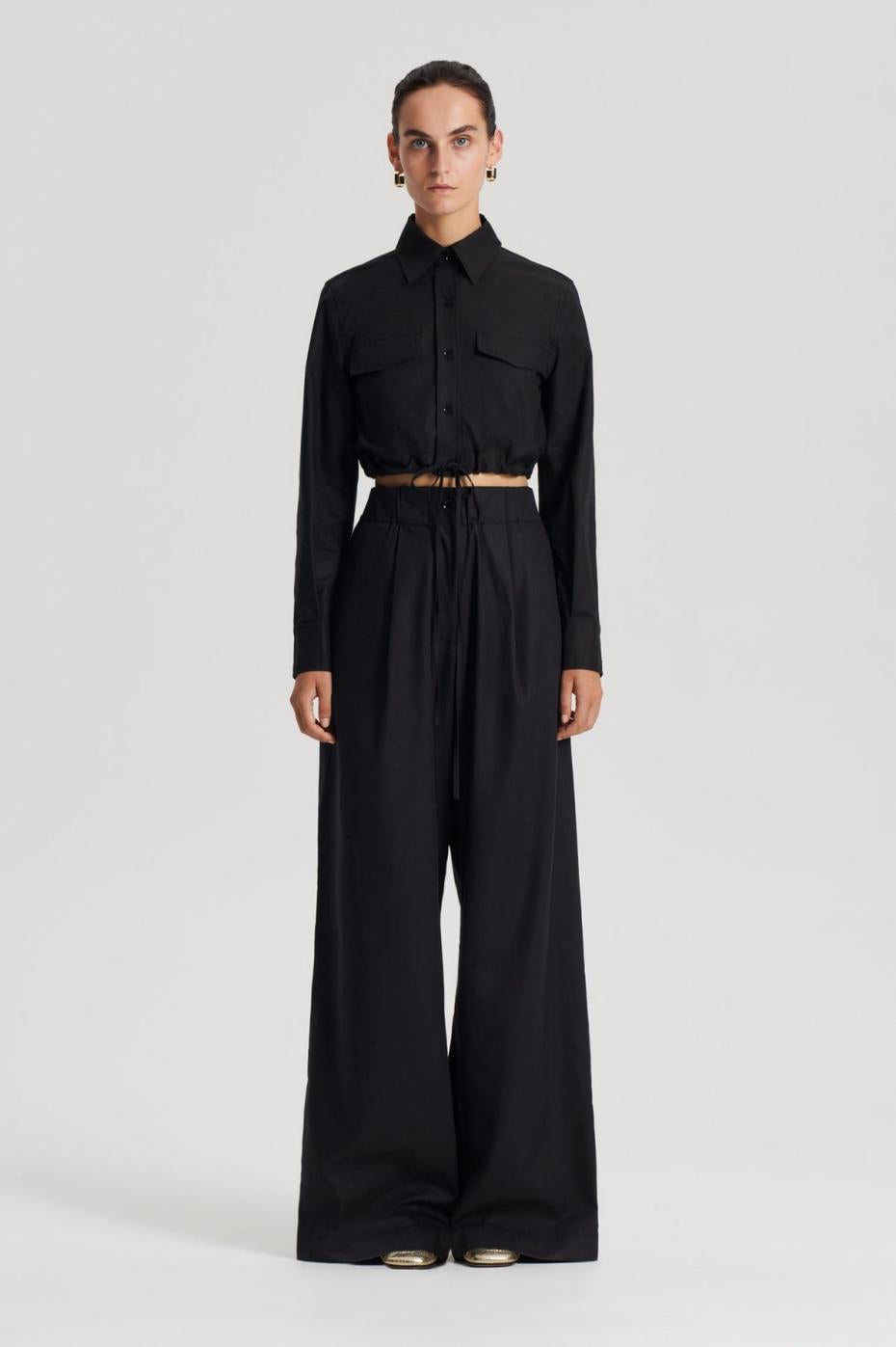 Shirts | Women Scanlan Theodore CROP CARGO SHIRT Black