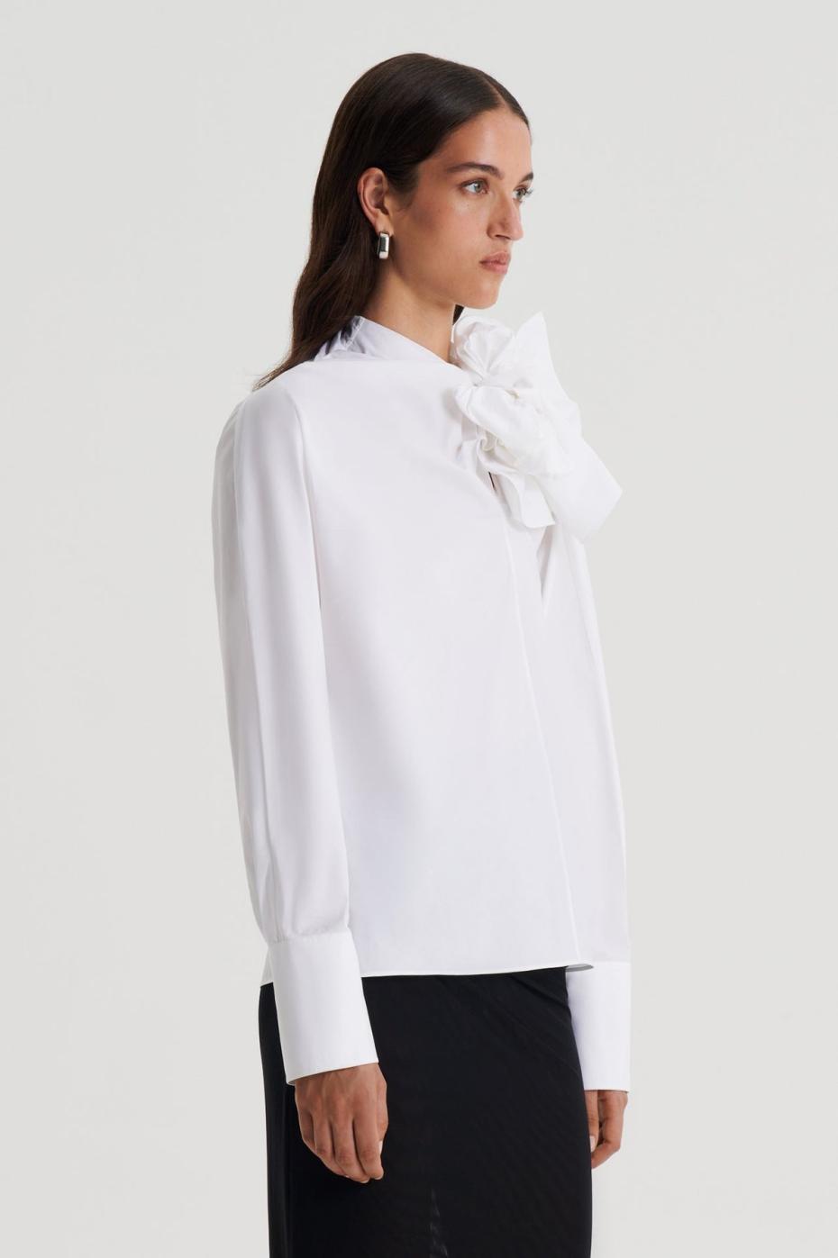 Shirts | Women Scanlan Theodore PARACHUTE COTTON CRAVAT SHIRT White