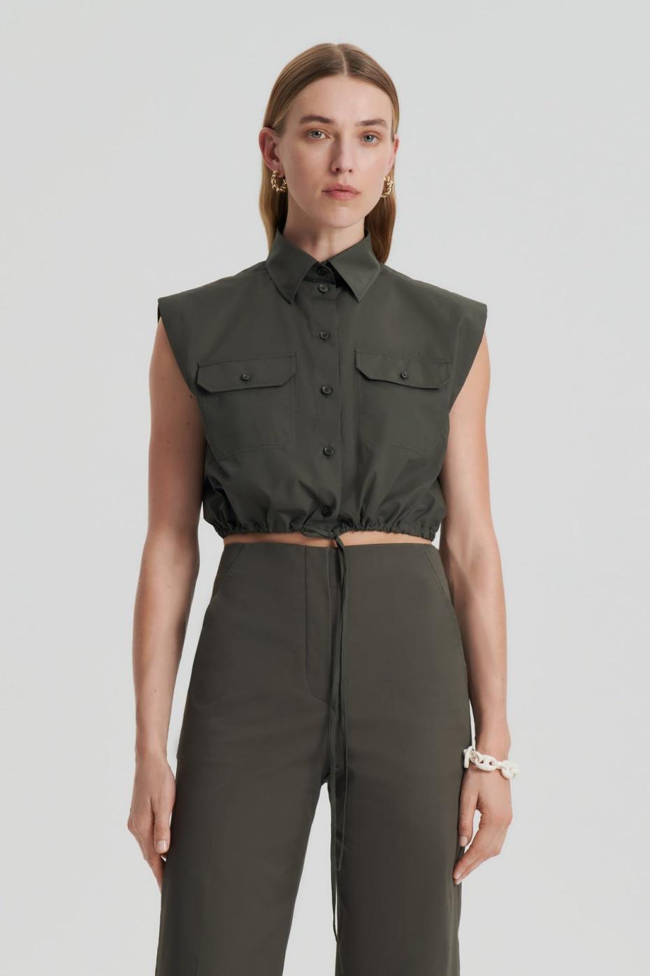 Shirts | Women Scanlan Theodore PARACHUTE CROP SHIRT Jungle