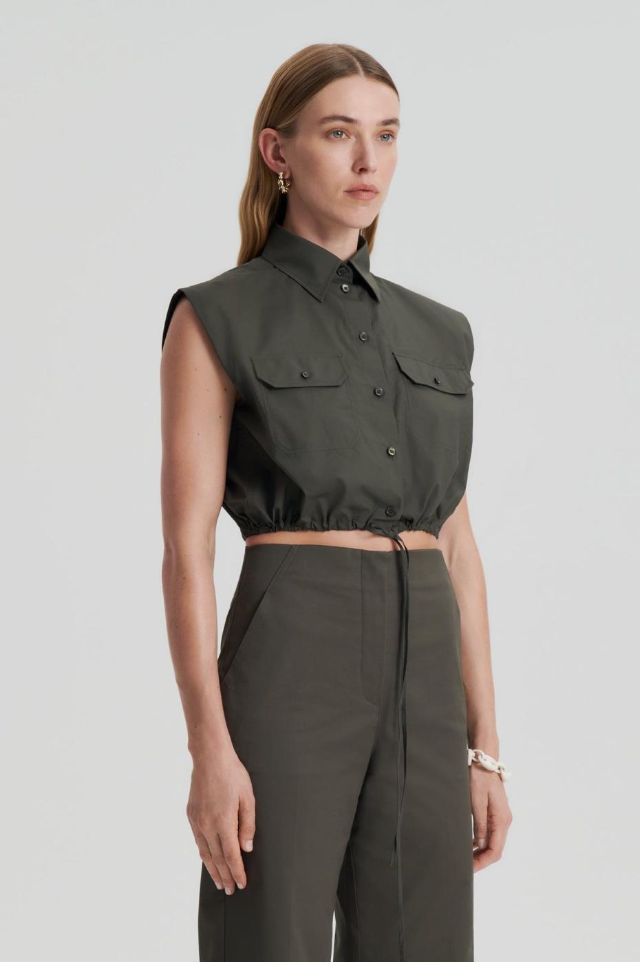 Shirts | Women Scanlan Theodore PARACHUTE CROP SHIRT Jungle