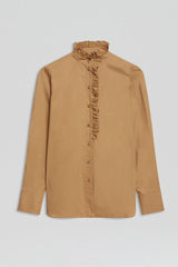 Shirts | Women Scanlan Theodore PARACHUTE RUFFLE TRIM SHIRT Camel