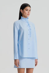 Shirts | Women Scanlan Theodore PARACHUTE RUFFLE TRIM SHIRT Tinted.blue