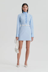 Shirts | Women Scanlan Theodore PARACHUTE RUFFLE TRIM SHIRT Tinted.blue