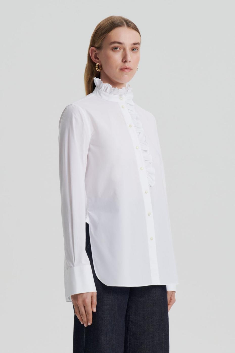Shirts | Women Scanlan Theodore PARACHUTE RUFFLE TRIM SHIRT White