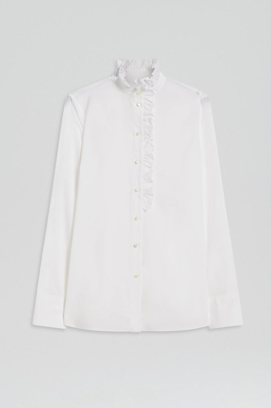 Shirts | Women Scanlan Theodore PARACHUTE RUFFLE TRIM SHIRT White
