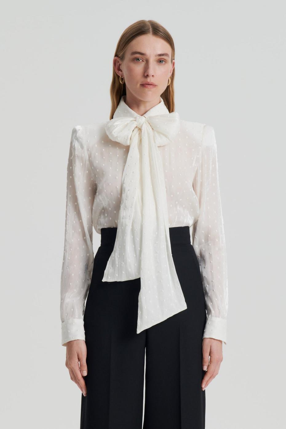 Shirts | Women Scanlan Theodore SATIN BOW SHIRT Creme