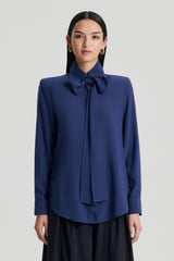 Shirts | Women Scanlan Theodore SILK SHOULDER PAD SHIRT Royal