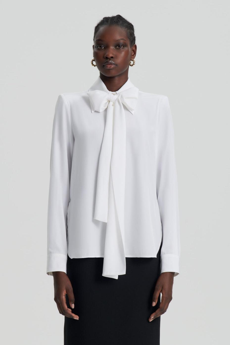 Shirts | Women Scanlan Theodore SILK SHOULDER PAD SHIRT White