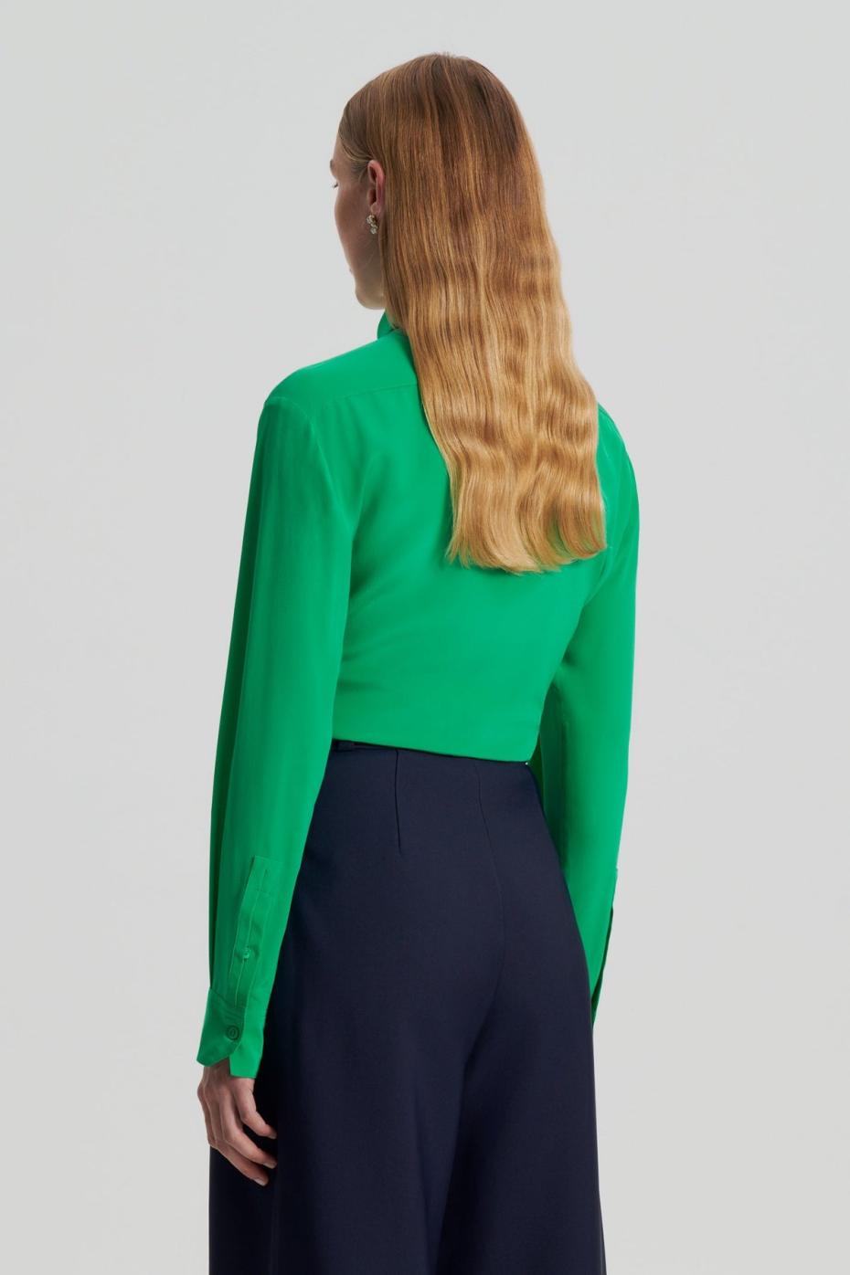 Shirts | Women Scanlan Theodore SILK TIE FRONT SHIRT Emerald