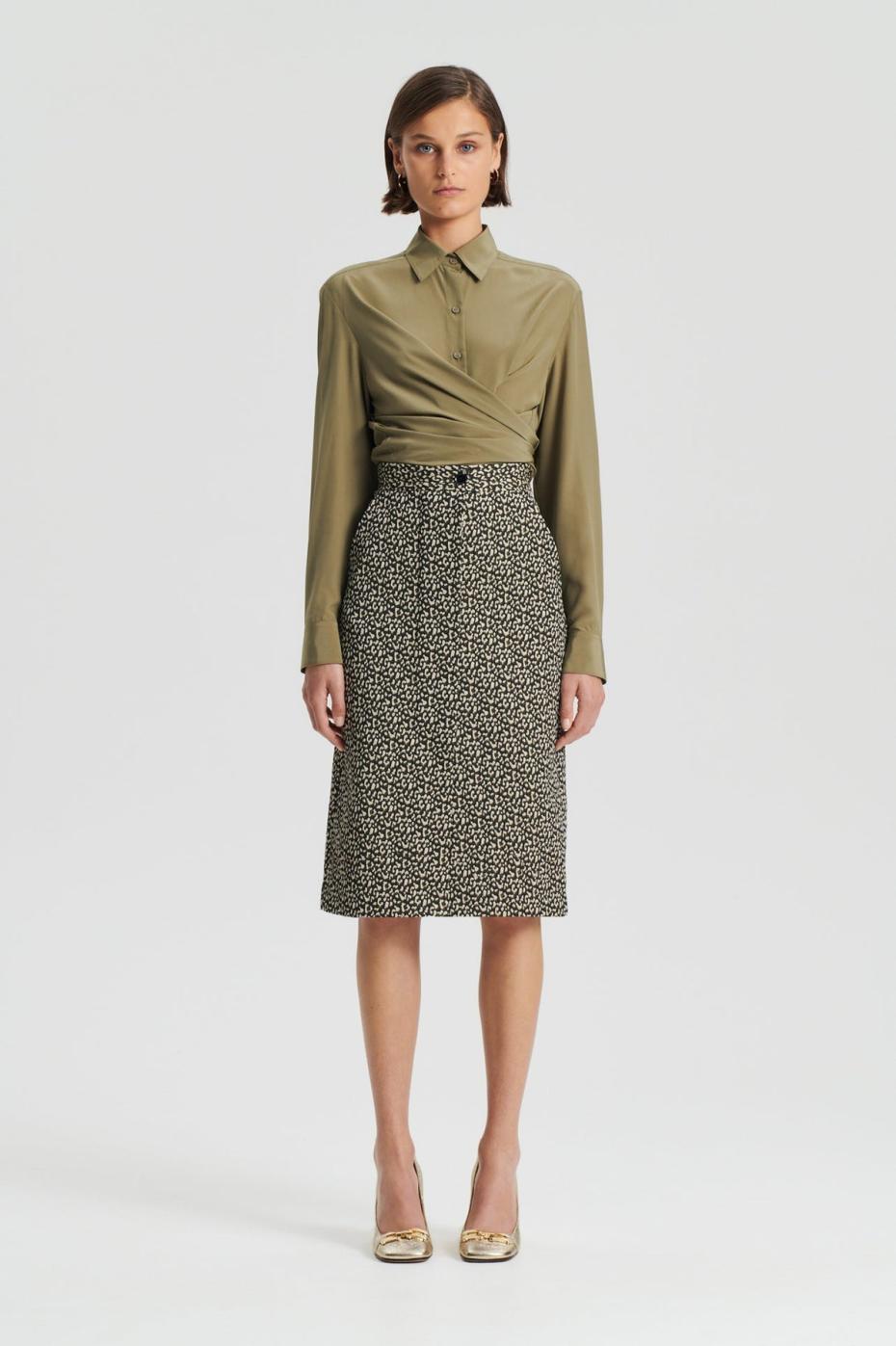 Shirts | Women Scanlan Theodore SILK TIE FRONT SHIRT Olive