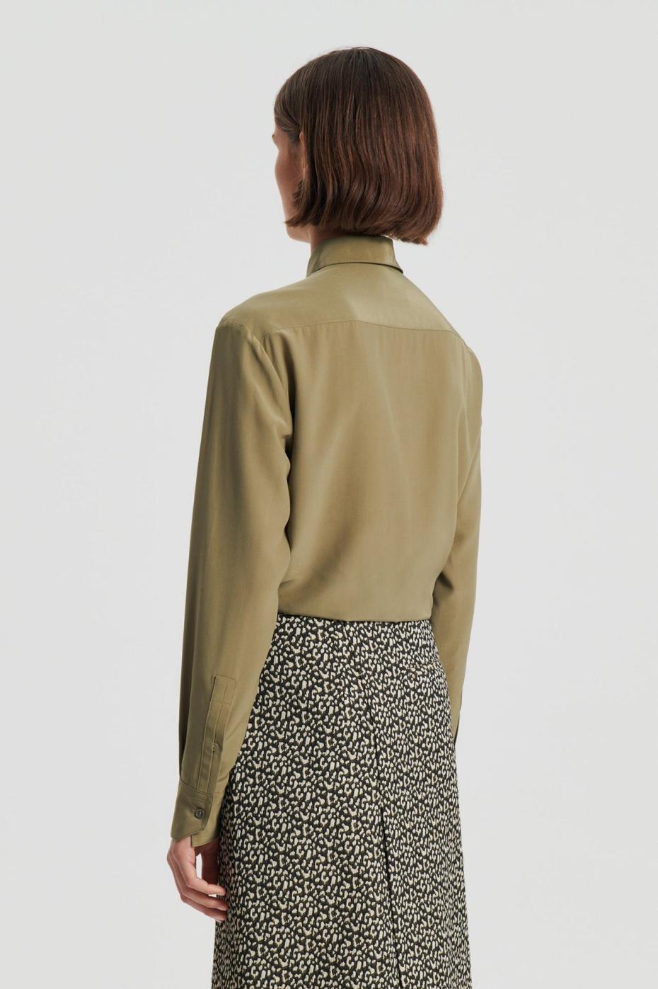 Shirts | Women Scanlan Theodore SILK TIE FRONT SHIRT Olive