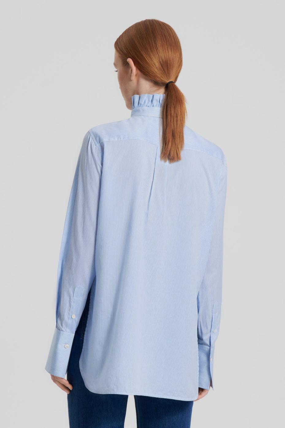 Shirts | Women Scanlan Theodore STRIPE RUFFLE SHIRT Blue