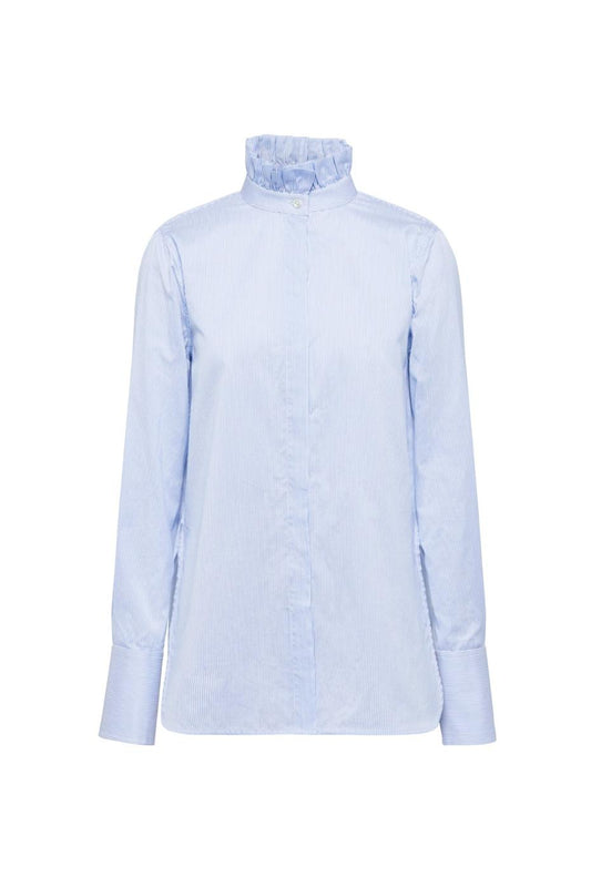 Shirts | Women Scanlan Theodore STRIPE RUFFLE SHIRT Blue