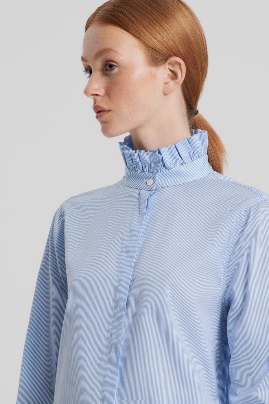 Shirts | Women Scanlan Theodore STRIPE RUFFLE SHIRT Blue