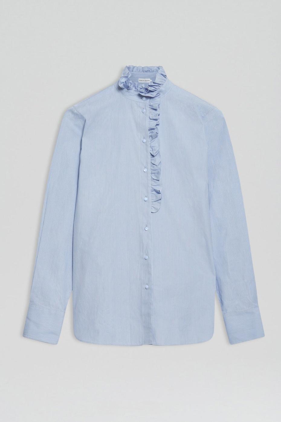 Shirts | Women Scanlan Theodore STRIPE RUFFLE TRIM SHIRT Pale.blue